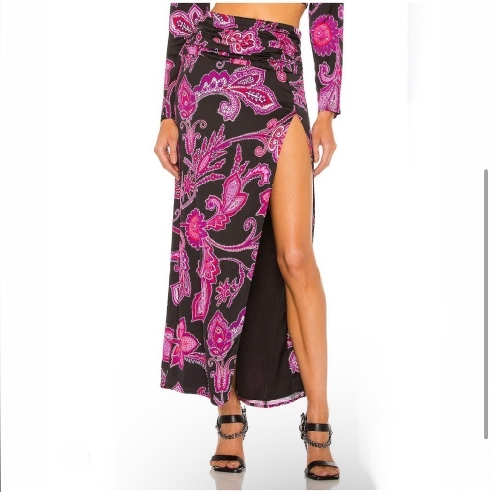 New! - Dundas X Revolve - Syd Paisley High Slit Maxi Skirt Sz Xs Nwt — image 3 of 4